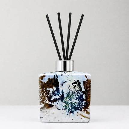Pastel Silver Square Reed Diffuser – Handcrafted Glass Bottle (No Oil)