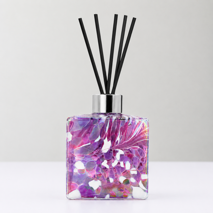 Violet Square Reed Diffuser – Handcrafted Glass Bottle (No Oil)