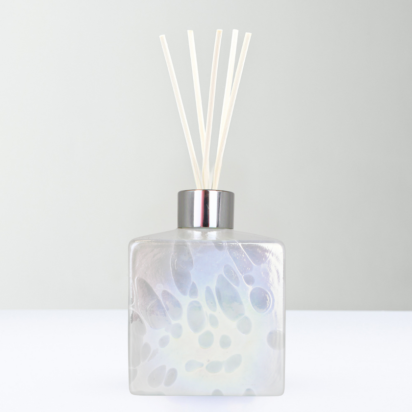 White Square Reed Diffuser – Handcrafted Glass Bottle (No Oil) – Aspire ...
