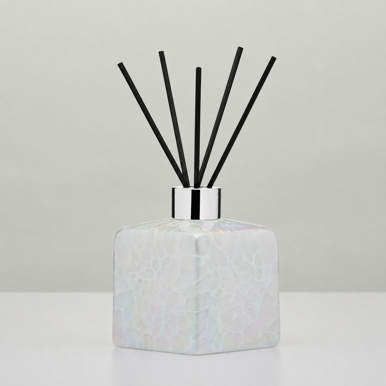 White Square Reed Diffuser – Handcrafted Glass Bottle (No Oil)