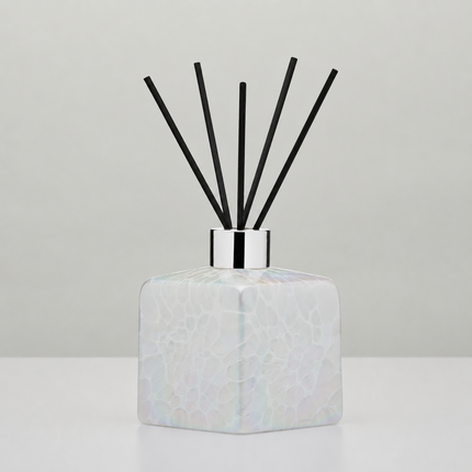 White Square Reed Diffuser – Handcrafted Glass Bottle (No Oil)