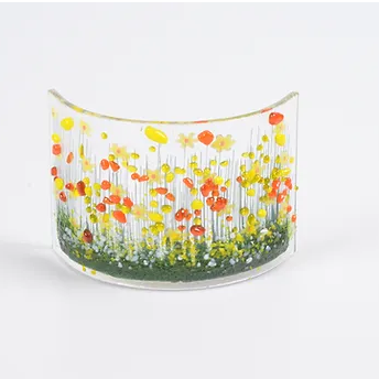 Handmade Fused Glass - Daffodil Curve by Pam Peters Designs