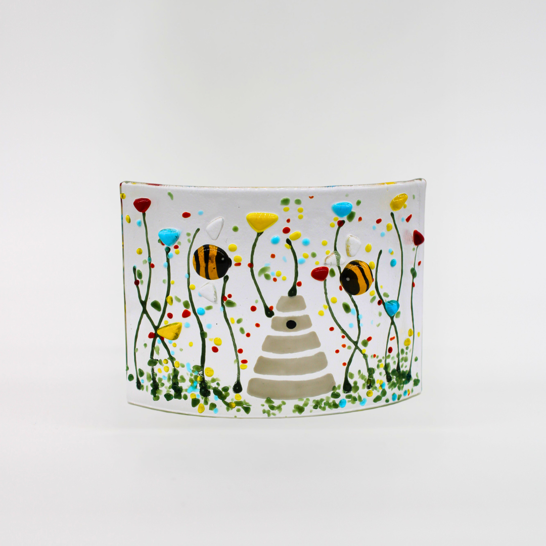 Handmade Fused Glass - Curve - Bumble Bee - Wildflower