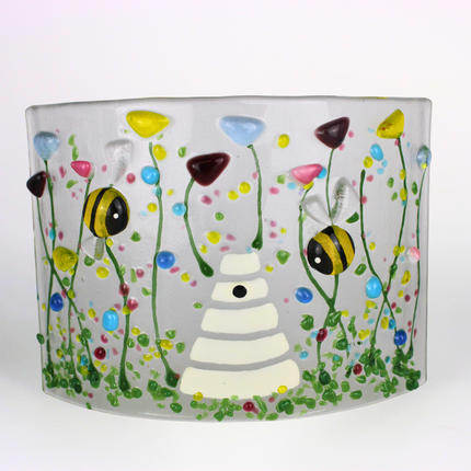 Handmade Fused Glass - Curve - Bumble Bee - Summer Meadow