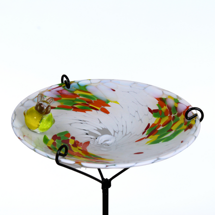 White Glass Bird Bath – Handcrafted Garden Ornament & Summer Gift