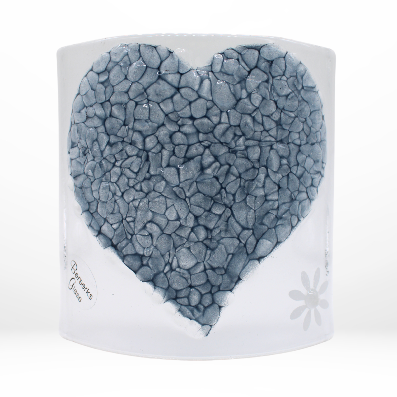 Glass Curve – Heart Shape in Grey (Handmade Decorative Ornament)