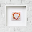 Handmade Fused Glass - 24cm Framed Picture - Heart Orange