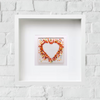 Handmade Fused Glass - 24cm Framed Picture - Heart Orange
