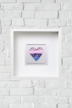 Handmade Fused Glass - 24cm Framed Picture - Heart Violet