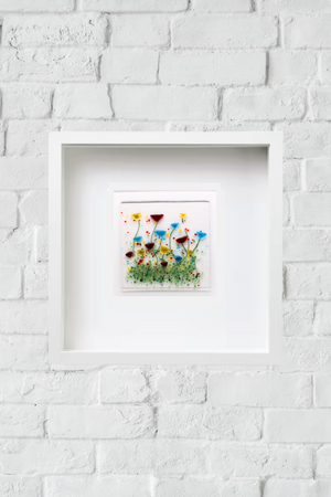 Handmade Fused Glass - 24cm Framed Picture - Wildflower