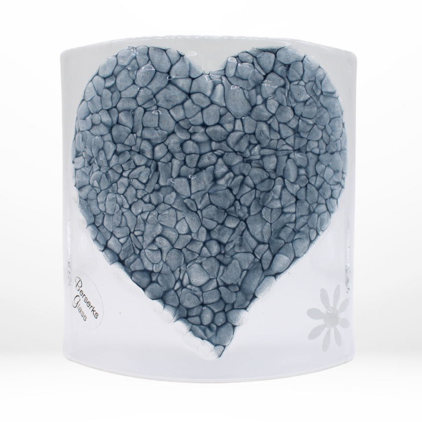 Glass Curve – Heart Shape in Grey (Handmade Decorative Ornament)
