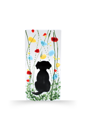 Handmade Fused Glass - Tea Light Holder - Dog - Wildflower