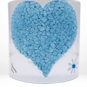 Glass Curve - Heart - Blue