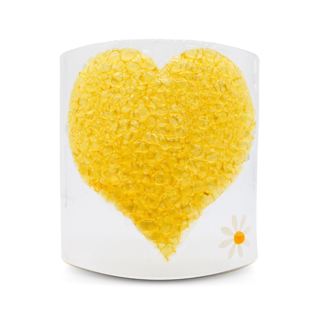 Glass Curve - Heart - Yellow
