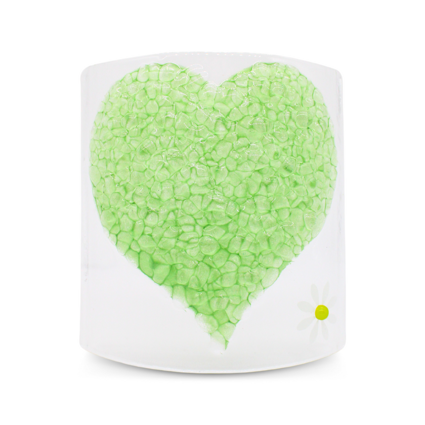 Glass Curve – Heart Shape in Lime (Handmade Decorative Ornament)