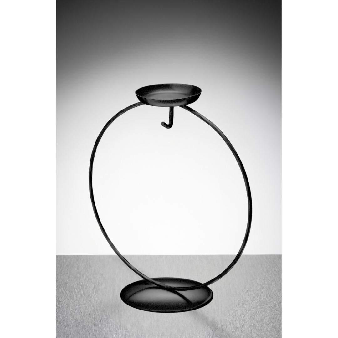 Black Circular Display Stand with Tea Light Holder – For Glass Ornaments