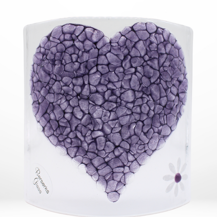 Glass Curve – Heart Shape in Purple (Handmade Decorative Ornament)
