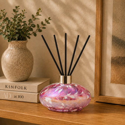 Violet Oval Reed Diffuser – Handcrafted Glass Bottle (No Oil)
