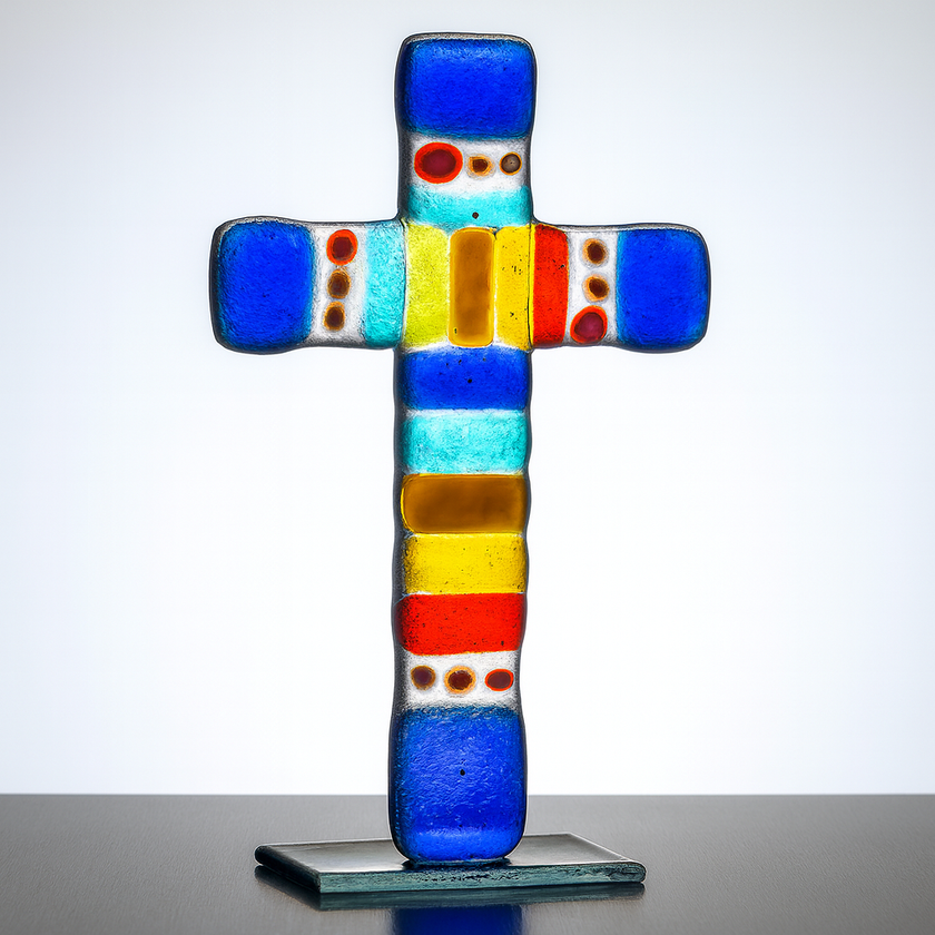 Standing Glass Cross - Multicoloured