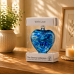 8cm Friendship Heart – With Love (Blue, Handmade Glass Keepsake)