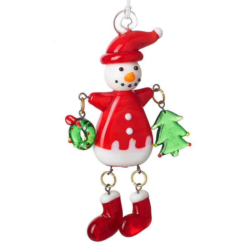 Hanging Glass Snowman Christmas Decoration | Handcrafted Ornament