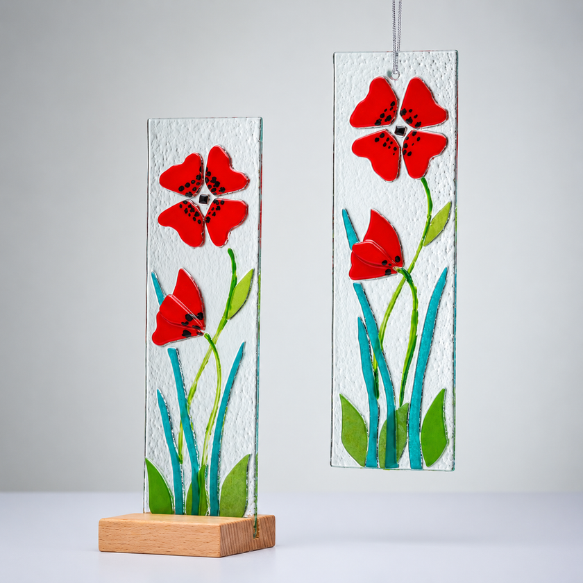 Hanging Decorative Flower Plaque - Red