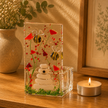 Fused Glass Tea Light Holder – Bumble Bee & Poppy Design (Handmade)