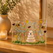 Fused Glass Curve – Bumble Bee in Summer Meadow (Handmade)