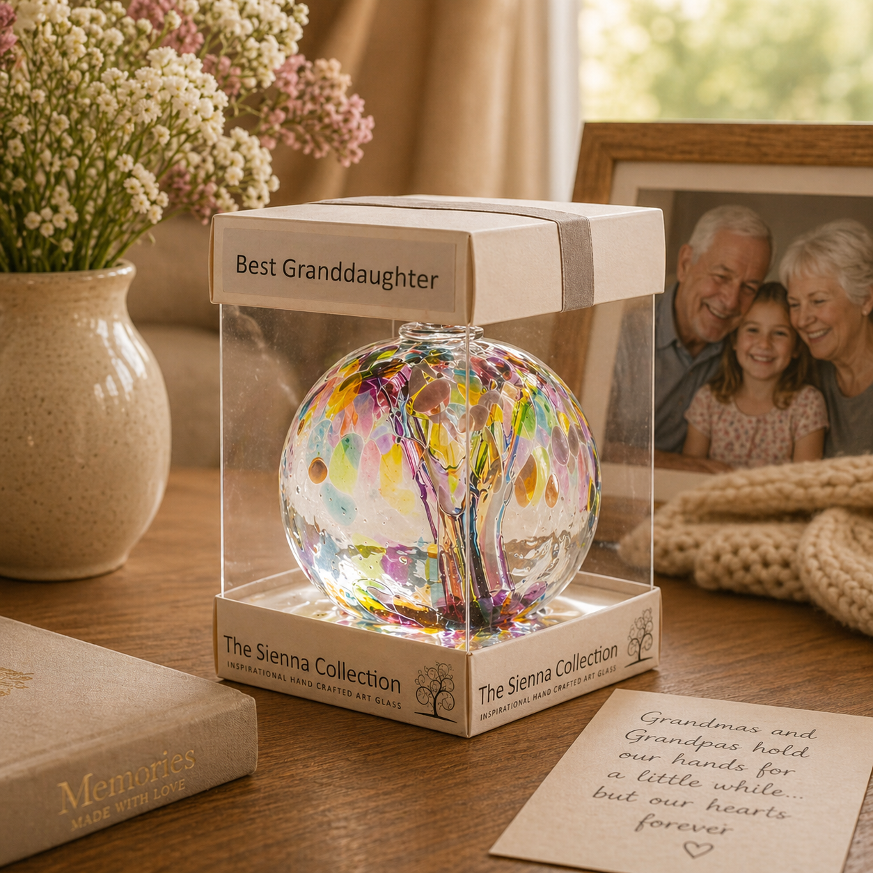 10cm Spirit Ball - Best Granddaughter - Multicoloured Pink