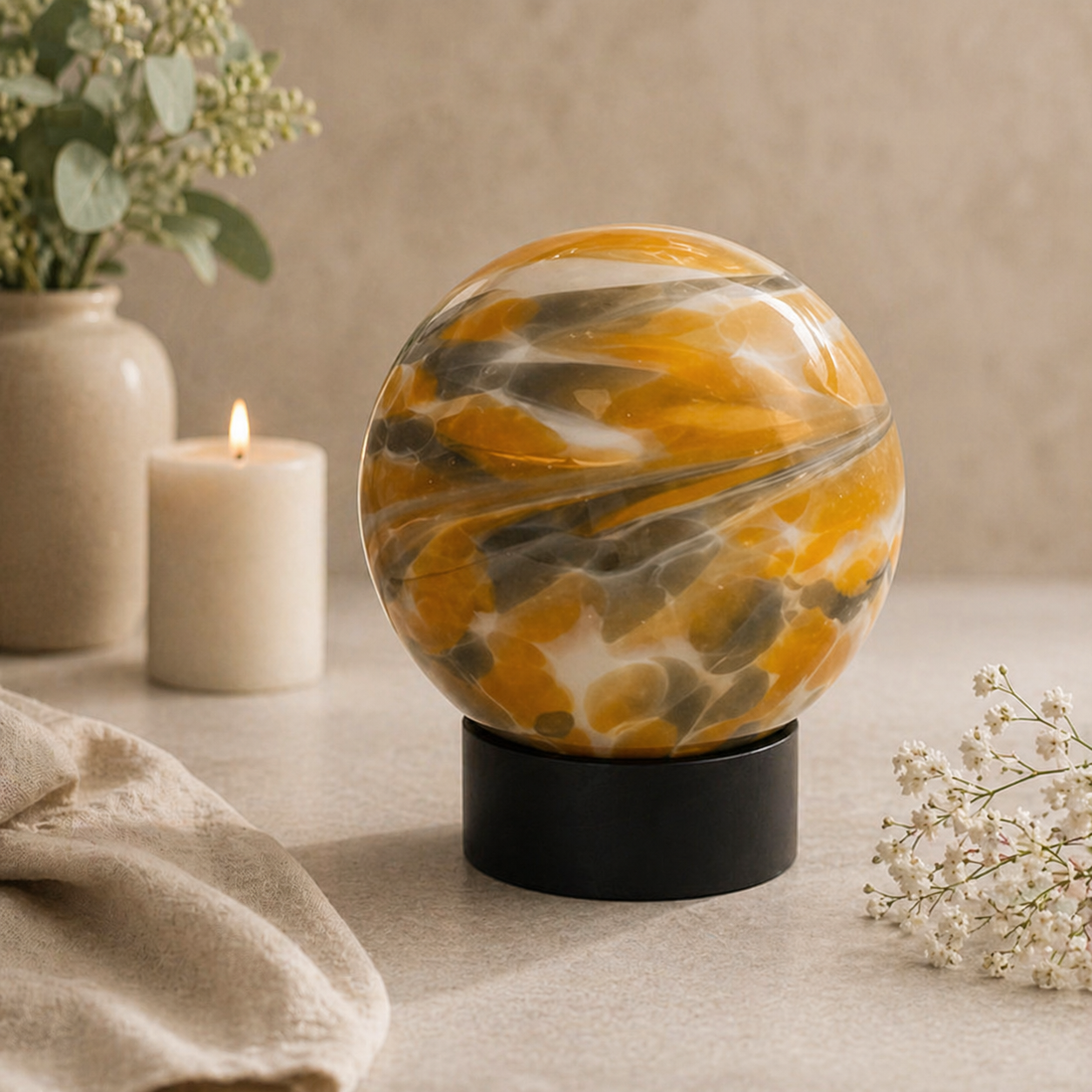 Pet Urn - 15cm Sphere - Brown