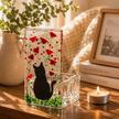 Fused Glass Tea Light Holder – Cat & Poppy Design (Handmade)