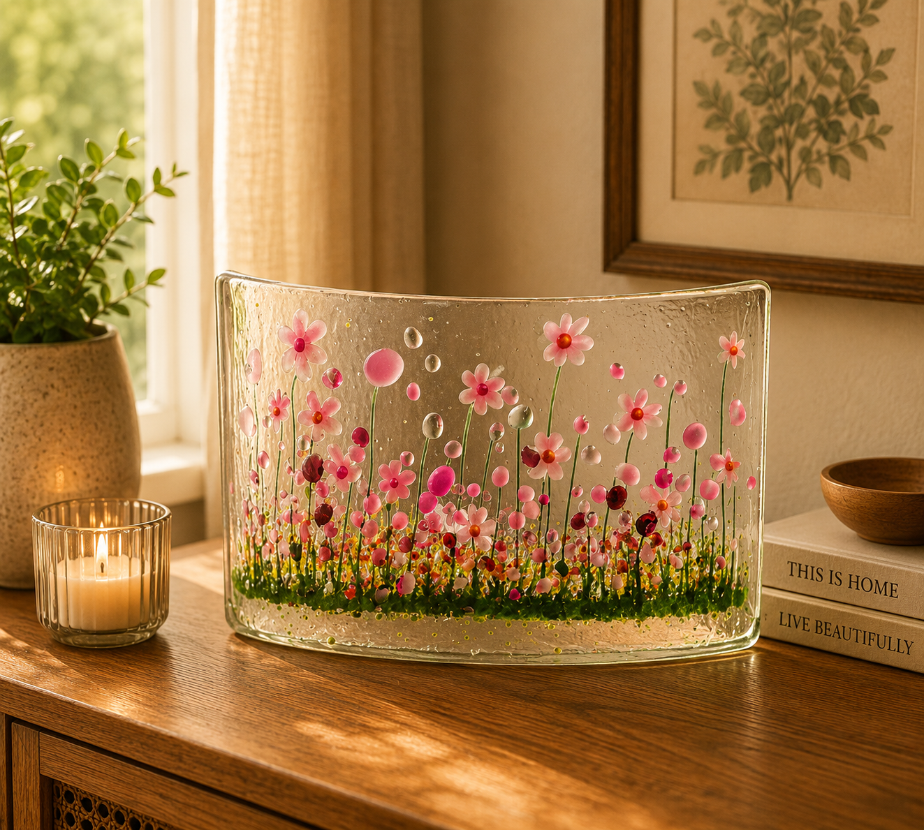 Handmade Fused Glass - Blooming Curve by Pam Peters Designs