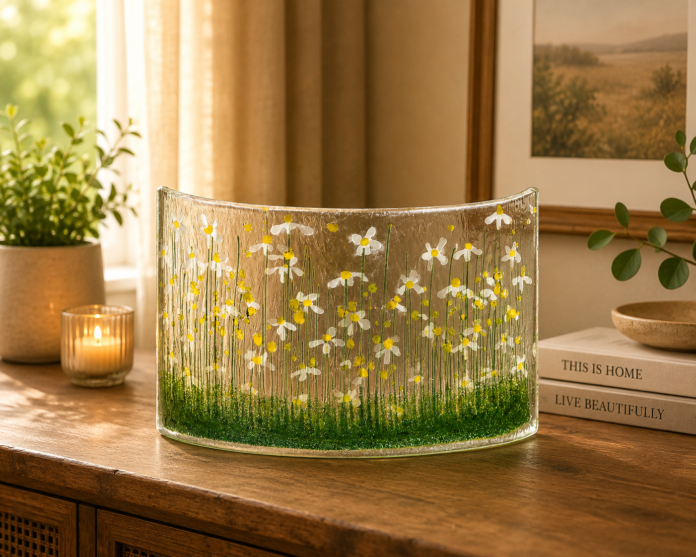 Handmade Fused Glass - Daisy Curve By Pam Peters Designs