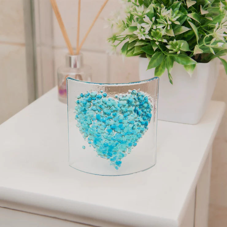 Glass Curve – Heart Shape in Turquoise (Handmade Decorative Ornament)