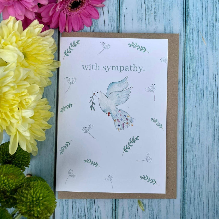 With Sympathy | Eco Friendly Card Blank | Colourful | Flower: WRAPPED