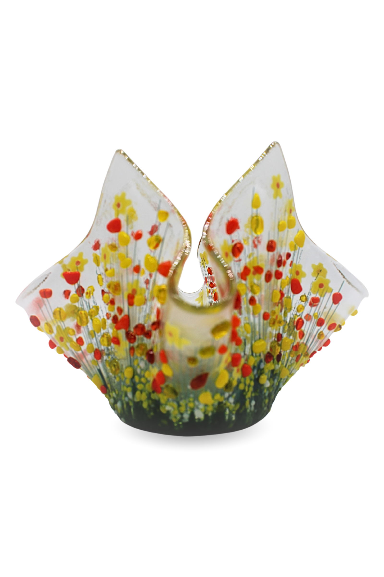 Handmade Fused Glass Small Tealight Holder – Daffodil Design