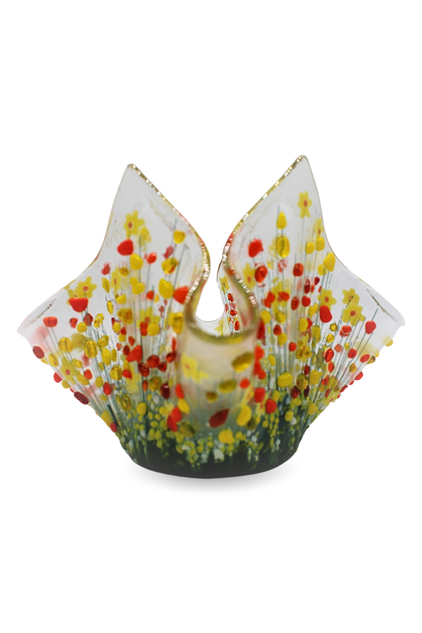 Handmade Fused Glass Small Tealight Holder – Daffodil Design