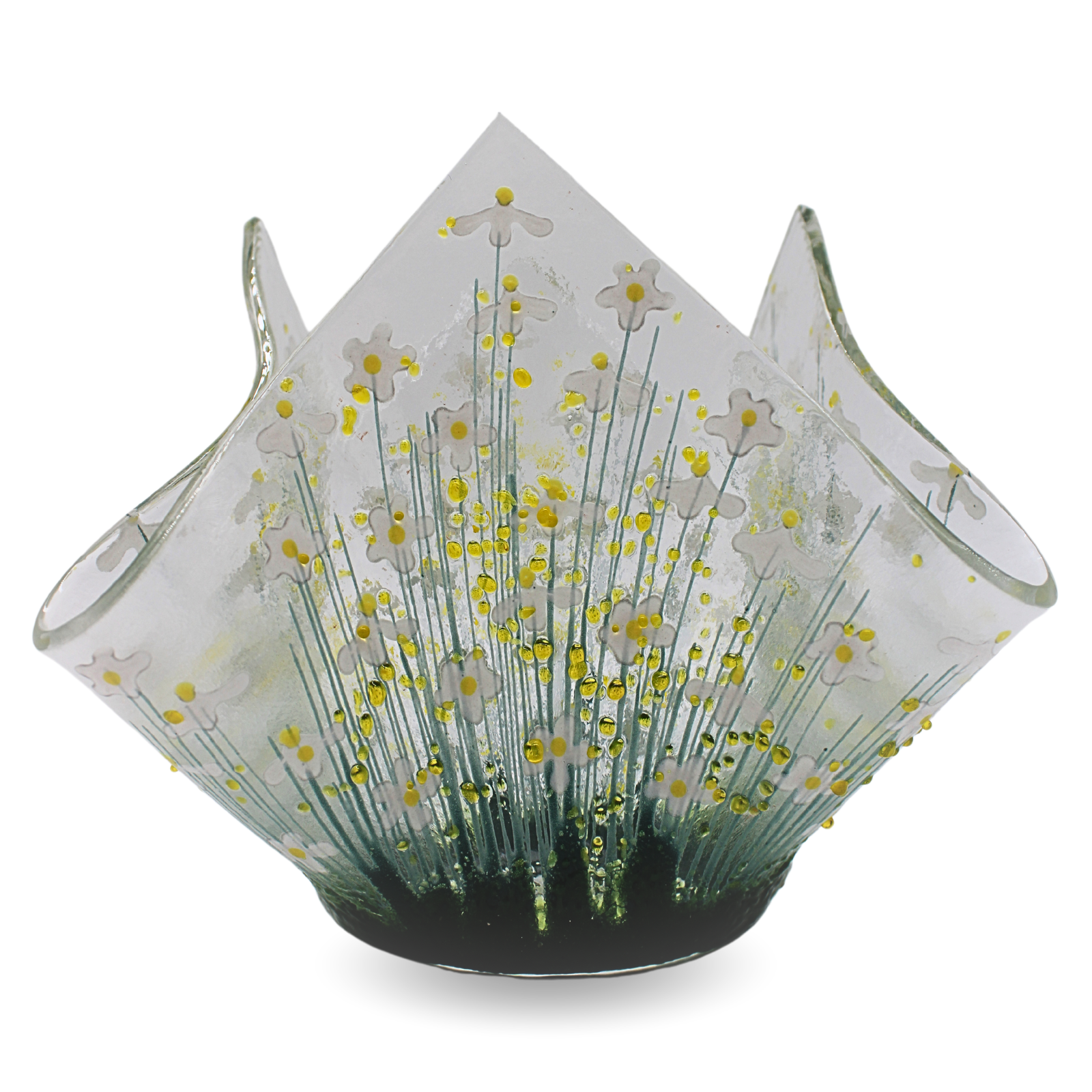 Handmade Fused Glass Small Tealight Holder – Daisy Design
