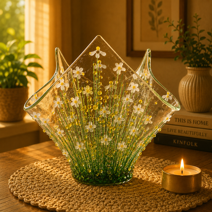 Handmade Fused Glass Small Tealight Holder – Daisy Design
