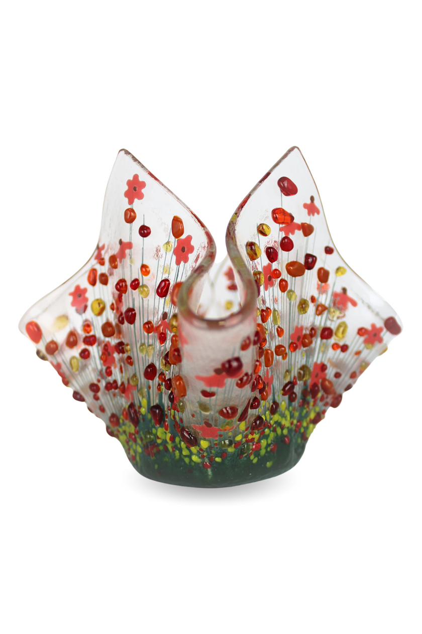 Handmade Fused Glass Small Tealight Holder – Gerbera Design