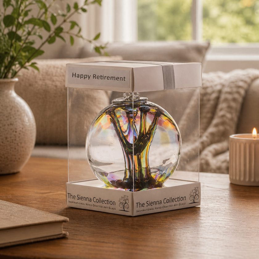 10cm Spirit Ball - Happy Retirement - Purple, Green & Blue