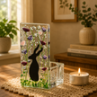 Fused Glass Tea Light Holder – Hare & Violet Design (Handmade)
