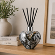 Pastel Silver Heart Reed Diffuser – Handcrafted Glass Bottle (No Oil)