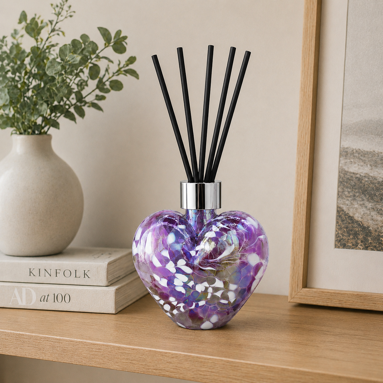Violet Heart Reed Diffuser – Handcrafted Glass Bottle (No Oil)