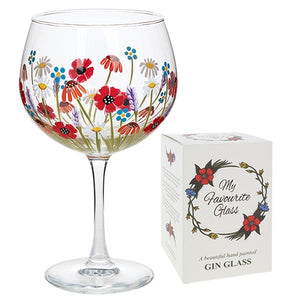 Hand painted Gin Glass - Poppy Meadow