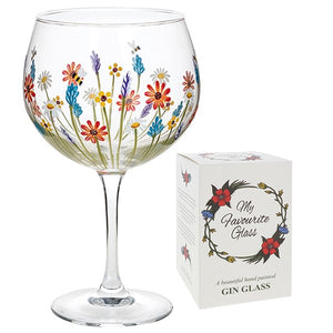 Hand painted Gin Glass - Daisy Meadow