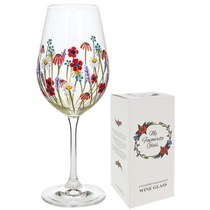 Handpainted Wine Glass - Poppy Meadow