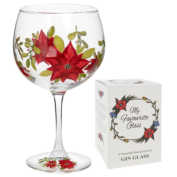 My Favourite Glass Xmas Poinsetta Gin Glass