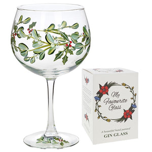 Handpainted Gin Glass - Christmas Berry