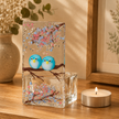 Fused Glass Tea Light Holder – Love Birds & Summer Blossom (Handmade)